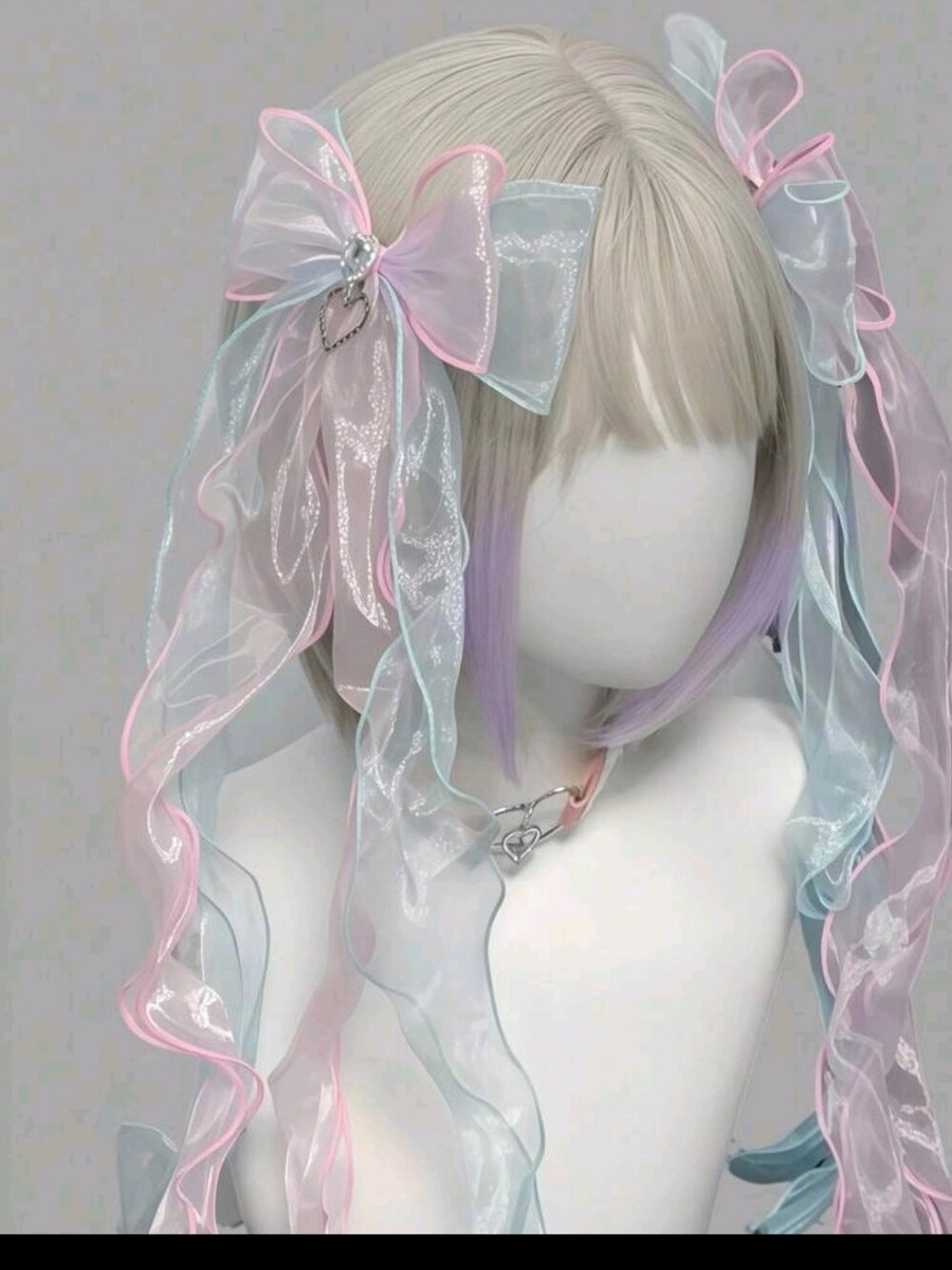 Pastel Ribbon Bow Hair Clips - Pink & Blue Organza